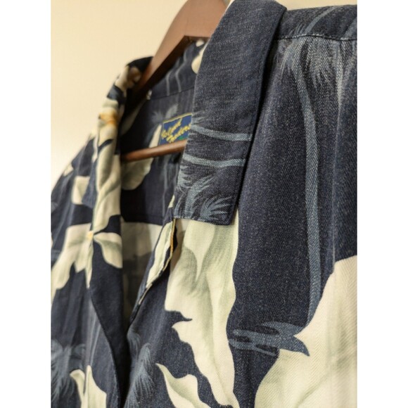 Island Traders Women's Hawaiian Shirt Button Down Blue White Floral Aloha Large - Picture 5 of 10